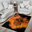 Cool Fire Skull Pattern Background Print Area Rug