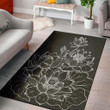 Cute Monochrome Lotus Pattern Background Print Area Rug
