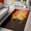 Cool Flaming Demon Skull Pattern Background Print Area Rug
