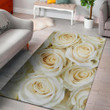 Bright Colorful White Rose Pattern Background Print Area Rug
