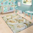 Bright Colorful White Rose Pattern Background Print Area Rug