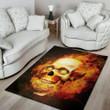 Horror Burning Evil Skull Background Print Area Rug