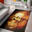 Horror Burning Evil Skull Background Print Area Rug