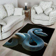 Scary Blue Viper Snake Background Print Area Rug