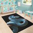 Scary Blue Viper Snake Background Print Area Rug