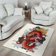 Red Japanese Dragon Tattoo Pattern Background Print Area Rug