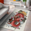 Red Japanese Dragon Tattoo Pattern Background Print Area Rug