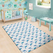 Bright Watercolor Dolphin Pattern Background Print Area Rug