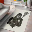 Cool Lacrosse Skull Pattern Background Print Area Rug