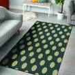 Blac Background Pale Yellow Polka Dots Printed Area Rug Home Decor