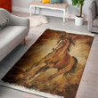 Cool Brown Horse Painting Background Print Area Rug