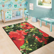 Red Hibiscus Flower Pattern Background Print Area Rug