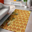 Cute Bee And Honeycomb Pattern Background Print Area Rug