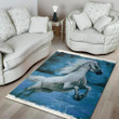 Cool White Horse Painting Pattern Background Print Area Rug