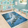 Cool White Horse Painting Pattern Background Print Area Rug