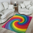Bright Colorful Rainbow Swirl Pattern Background Print Area Rug