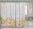 Sea Shells On Timber White 3D Printed Shower Curtain Bathroom Decor