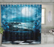 Sea Teal Polyester Cloth 3D Printed Shower Curtain Bathroom Curtain Home Decor