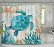 Sea Turtle Shower Curtain Cool Beach Themed Tortoise High Quality Custom Design Home Decor
