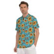 Blue Zigzag Sunflower Men's Printed Polo Shirts Gift For Men