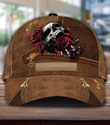 Skull Rose Flower Zipper Brown Background Custom Name 3D Printed Classic Baseball Cap