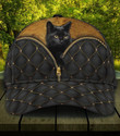 Black Cat Background Mesh Knit Leather Classic Baseball Cap