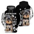 Never Walk Alone Dog Dog Image And Paw Pattern Pullover 3D Hoodie