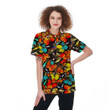 Abstract Colorful Butterfly Print Women's Polo Shirt