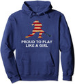 Proud To Play Like A Girl Horizontal Stripe Girl Graphic Pullover 2D Hoodie