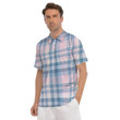 Pastel Blue And Pink Plaid Tartan Men's Polo Shirts Gift For Men