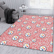 PIT Tiny White Hibiscus Pattern Red Background Printed Area Rug