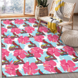 SLC Pink Blue Hibiscus White Background Printed Area Rug