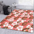 CLE White Hibiscus Salmon Background Printed Area Rug