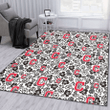 Cleveland Indians Black And White Hibiscus Leaf White Background Printed Area Rug