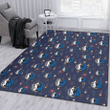 DAL Small Hibiscus Buds Navy Background Printed Area Rug