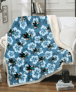 SJS Light Blue Hibiscus Blue Background 3D Fleece Sherpa Blanket