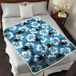 SJS Light Blue Hibiscus Blue Background 3D Fleece Sherpa Blanket