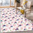 BUF Light Pink Hibiscus White Background Printed Area Rug