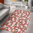 PIT White Hibiscus Indian Red Background Printed Area Rug