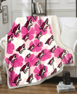 ARI Pink White Hibiscus Misty Rose Background 3D Fleece Sherpa Blanket