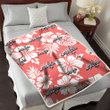 WSH White Hibiscus Salmon Background 3D Fleece Sherpa Blanket