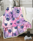 CHA White Purple Hibiscus Pink Hummingbird Pink Background 3D Fleece Sherpa Blanket