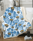 JAX Blue Hibiscus Blue Leaves Vintage Background 3D Fleece Sherpa Blanket