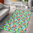 ATL Blue Orchid Green Pink Leaf Green Background Printed Area Rug