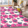 TB Rays Pink White Hibiscus Misty Rose Background Printed Area Rug