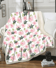 DAL Stars Light Pink Hibiscus White Background 3D Fleece Sherpa Blanket