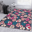 KC Colorful Hibiscus Black Background Printed Area Rug