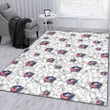 CBJ White Sketch Hibiscus Pattern White Background Printed Area Rug
