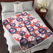 MIN White Hibiscus Indian Red Background 3D Fleece Sherpa Blanket
