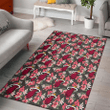 MIA Pink Hibiscus Orchid Brown Background Printed Area Rug